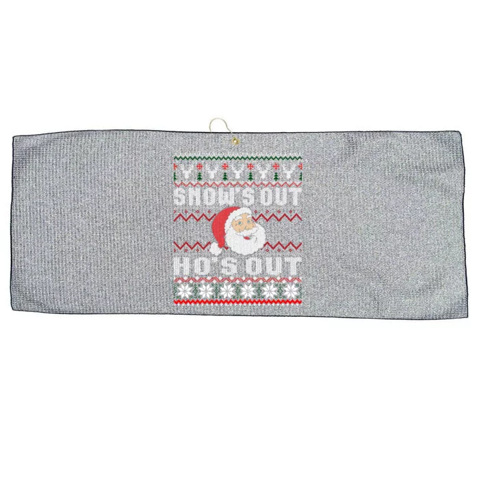 Snows Out Ho Ho Hos Sweater Style Christmas Santa Ugly Xmas Gift Large Microfiber Waffle Golf Towel