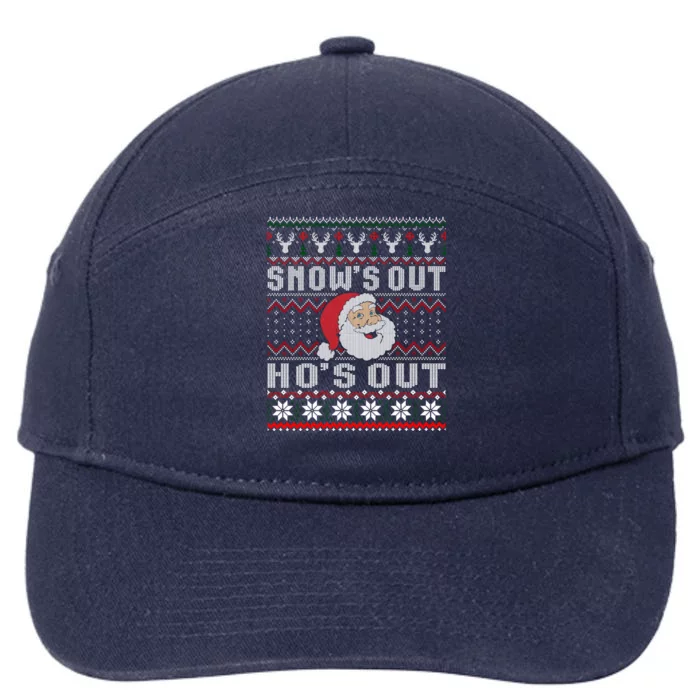 Snows Out Ho Ho Hos Sweater Style Christmas Santa Ugly Xmas Gift 7-Panel Snapback Hat