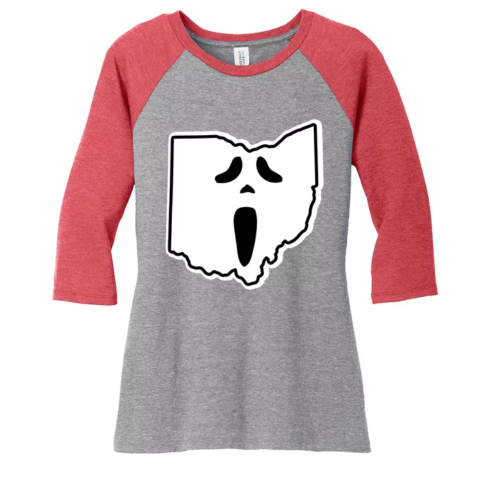 Scream Ohio Halloween Women's Tri-Blend 3/4-Sleeve Raglan Shirt