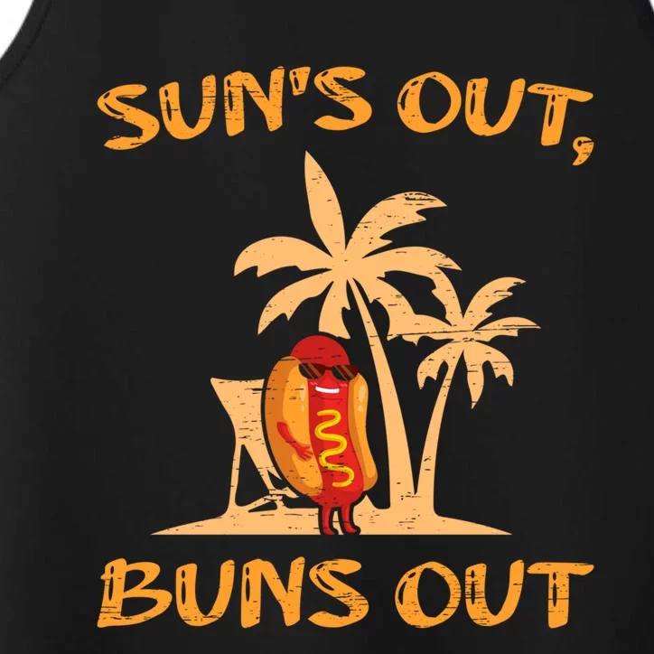 Suns Out Hot Dog Buns Grilling Sausage Bbq Barbecue Grill Cute Gift Performance Tank