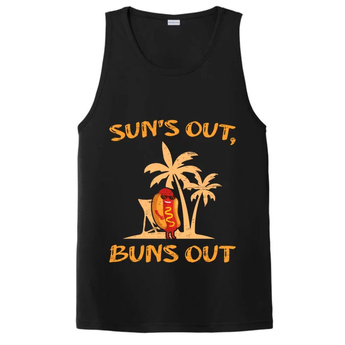 Suns Out Hot Dog Buns Grilling Sausage Bbq Barbecue Grill Cute Gift Performance Tank