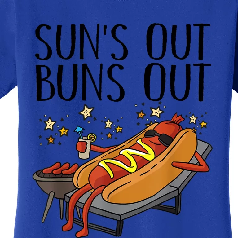 Suns Out Hot Dog Buns Out Funny Sausage Bbq Food Lover Gift Women's T-Shirt