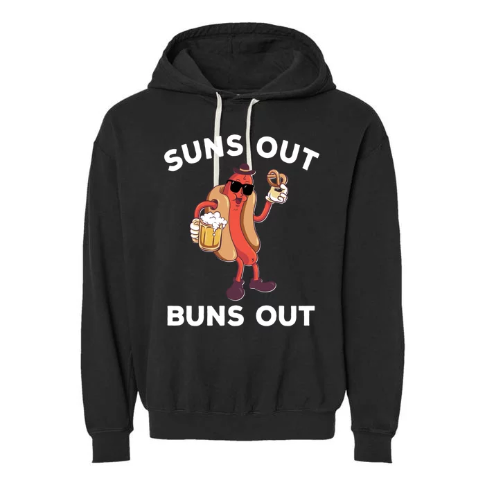 Suns Out Hot Dog Buns Out Funny Sausage Meaningful Gift Garment-Dyed Fleece Hoodie