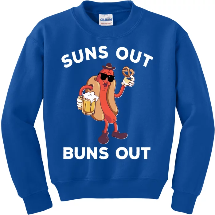 Suns Out Hot Dog Buns Out Funny Sausage Meaningful Gift Kids Sweatshirt