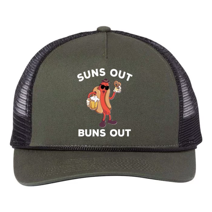 Suns Out Hot Dog Buns Out Funny Sausage Meaningful Gift Retro Rope Trucker Hat Cap