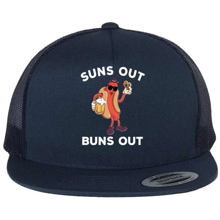 Suns Out Hot Dog Buns Out Funny Sausage Meaningful Gift Flat Bill Trucker Hat