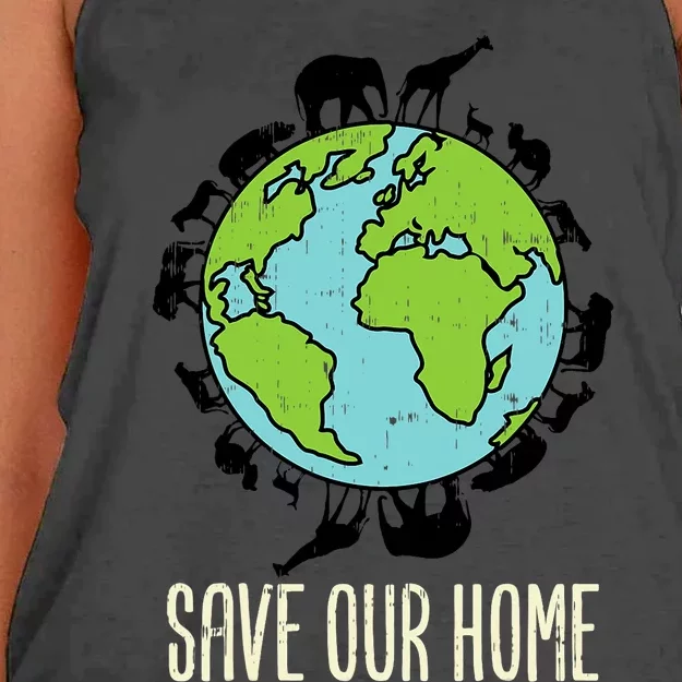 Save Our Home Animals Wildlife Conservation Earth Day Gift Women's Knotted Racerback Tank