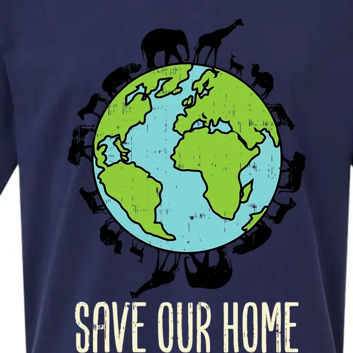 Save Our Home Animals Wildlife Conservation Earth Day Gift Sueded Cloud Jersey T-Shirt