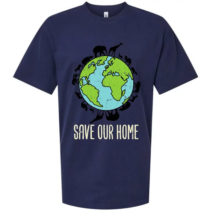 Save Our Home Animals Wildlife Conservation Earth Day Gift Sueded Cloud Jersey T-Shirt