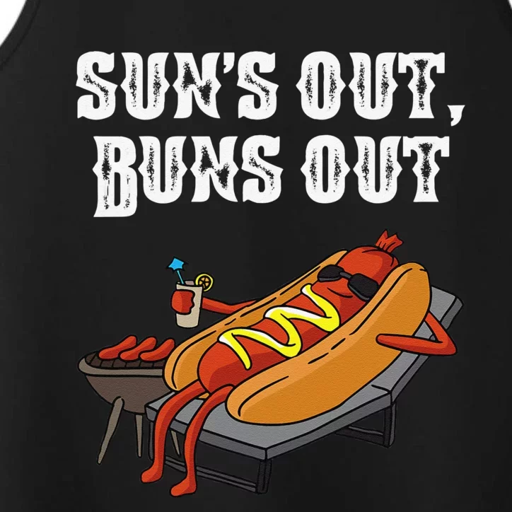 Suns Out Hot Dog Buns Out Funny Sausage BBQ Food Lover Gift Performance Tank