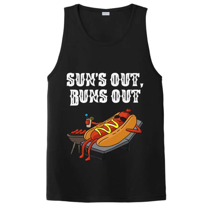 Suns Out Hot Dog Buns Out Funny Sausage BBQ Food Lover Gift Performance Tank