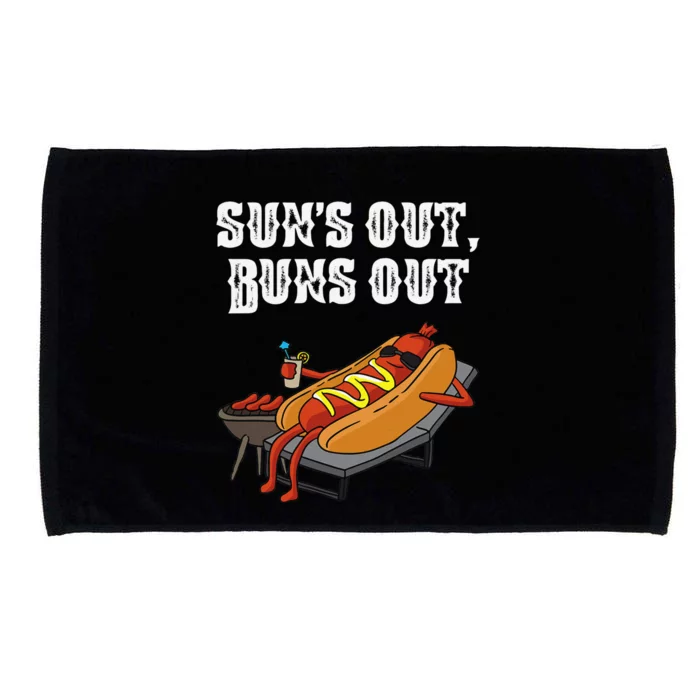 Suns Out Hot Dog Buns Out Funny Sausage BBQ Food Lover Gift Microfiber Hand Towel