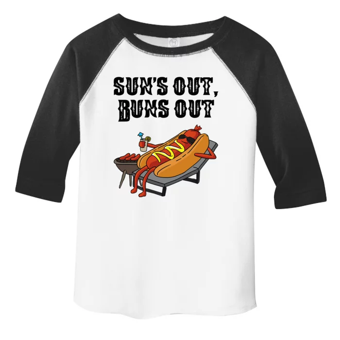 Suns Out Hot Dog Buns Out Funny Sausage BBQ Food Lover Gift Toddler Fine Jersey T-Shirt