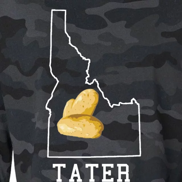 State Of Idaho Map Idahoan Potato Tater Idaho Gift Cropped Pullover Crew