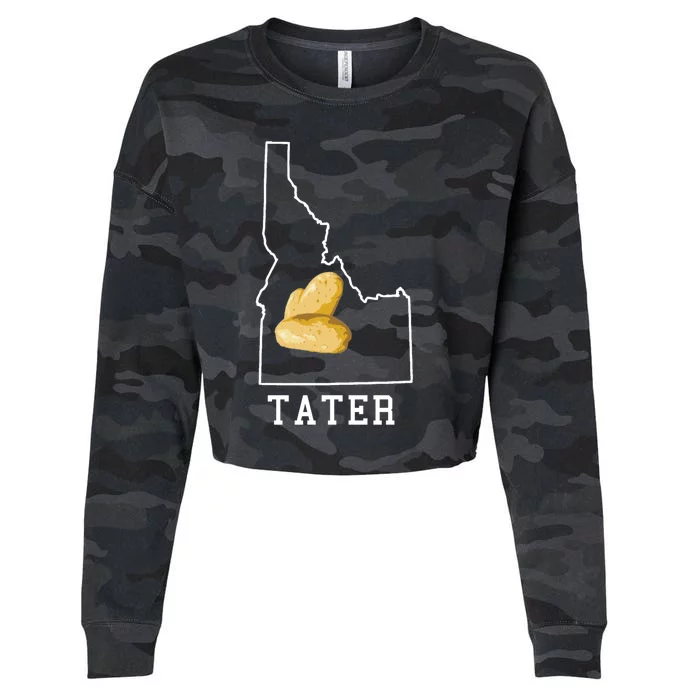 State Of Idaho Map Idahoan Potato Tater Idaho Gift Cropped Pullover Crew