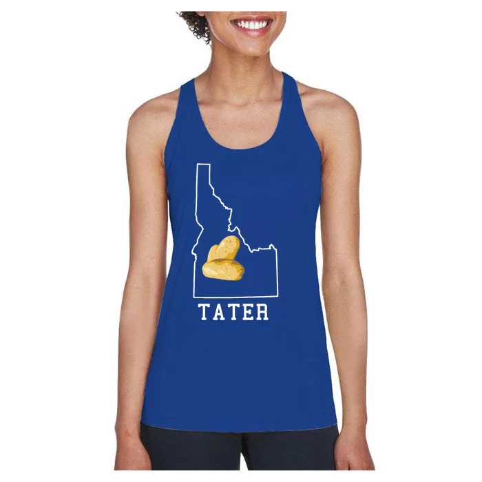 State Of Idaho Map Idahoan Potato Tater Idaho Gift Women's Racerback Tank