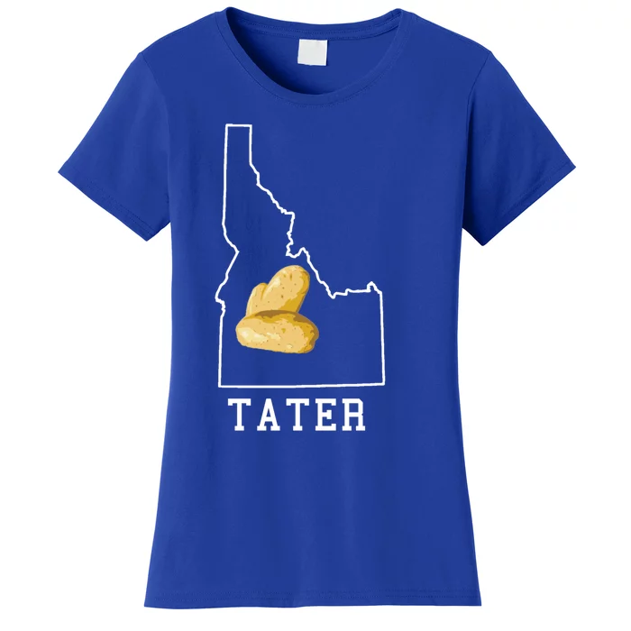 State Of Idaho Map Idahoan Potato Tater Idaho Gift Women's T-Shirt