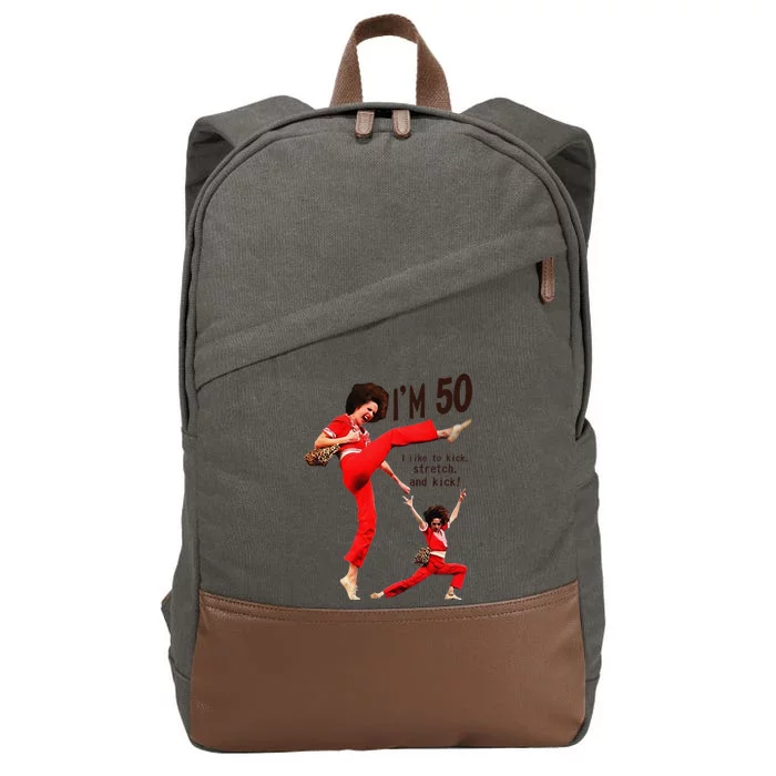 Sally OMalley IM 50 I Like To Kick Streth And Kick Cotton Canvas Backpack