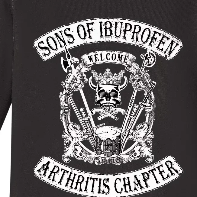 Sons of Ibuprofen Arthritis Chapter Funny Old Biker Baby Long Sleeve Bodysuit