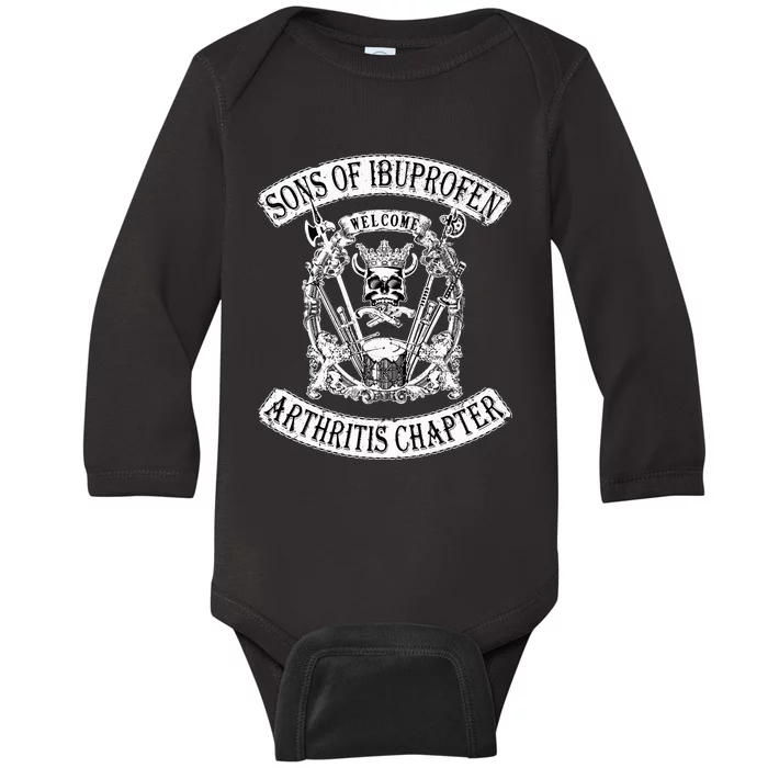 Sons of Ibuprofen Arthritis Chapter Funny Old Biker Baby Long Sleeve Bodysuit