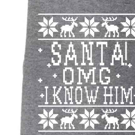 Santa! OMG I Know Him - Elf Movie Quote - Ugly Christmas Sweater Design Doggie 3-End Fleece Hoodie