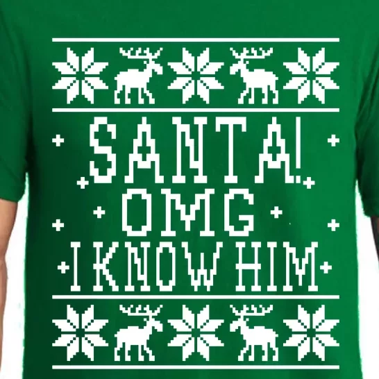 Santa! OMG I Know Him - Elf Movie Quote - Ugly Christmas Sweater Design Pajama Set