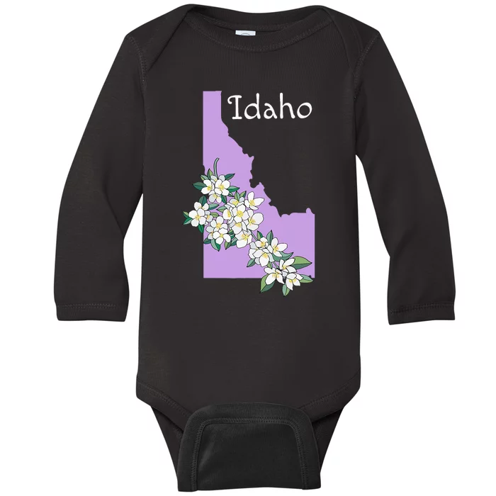 State Of Idaho Syringa Flower Baby Long Sleeve Bodysuit