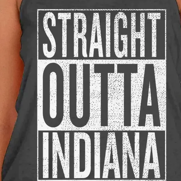 Straight Outta Indiana Great Travel Gift Idea Women's Knotted Racerback Tank