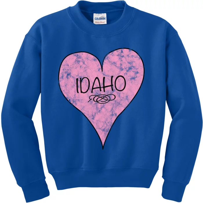 State Of Idaho Retro Vintage Heart Cool Gift Kids Sweatshirt