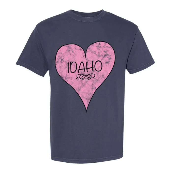 State Of Idaho Retro Vintage Heart Cool Gift Garment-Dyed Heavyweight T-Shirt