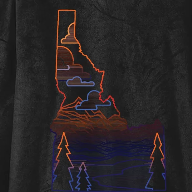 State Of Idaho Mountains Lakes And Trees Hooded Wearable Blanket