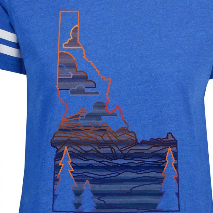 State Of Idaho Mountains Lakes And Trees Enza Ladies Jersey Football T-Shirt