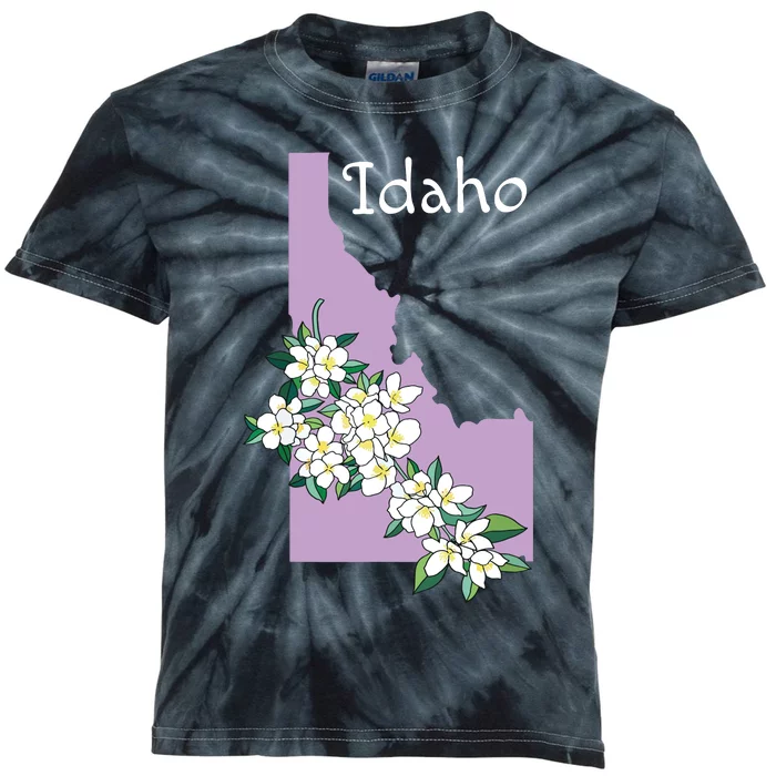 State Of Idaho Syringa Flower Kids Tie-Dye T-Shirt