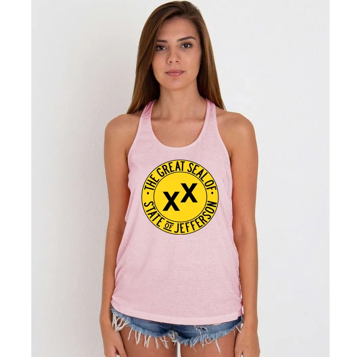 State Of Jefferson Secession Conservative Women's Knotted Racerback Tank