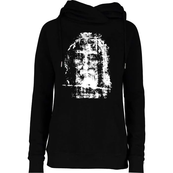 Sketch Of Jesus Face Portrait Womens Funnel Neck Pullover Hood