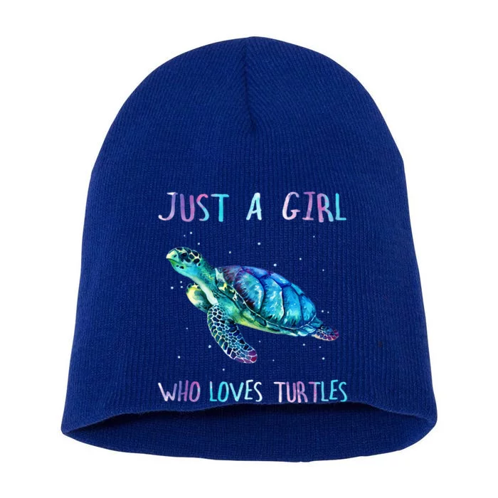 Sea Ocean Just A Girl Who Loves Turtles Short Acrylic Beanie