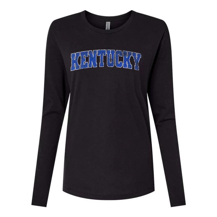 State Of Kentucky Pride Varsity Style Distressed Design Womens Cotton Relaxed Long Sleeve T-Shirt