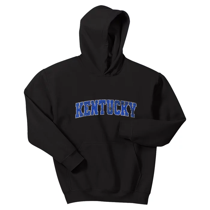 State Of Kentucky Pride Varsity Style Distressed Design Kids Hoodie