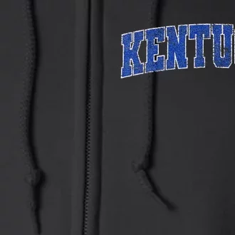 State Of Kentucky Pride Varsity Style Distressed Design Full Zip Hoodie