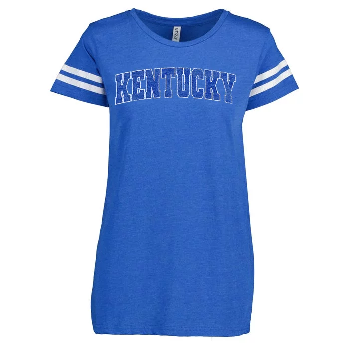 State Of Kentucky Pride Varsity Style Distressed Design Enza Ladies Jersey Football T-Shirt