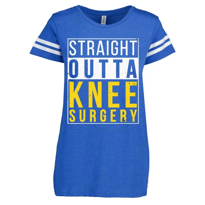 Straight Outta Knee Surgery Funny Recovery Get Well Gifts Enza Ladies Jersey Football T-Shirt