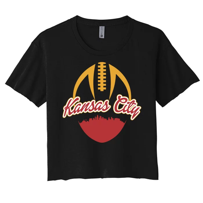 Silhouette Of Kansas City KC Football Fan Women's Crop Top Tee