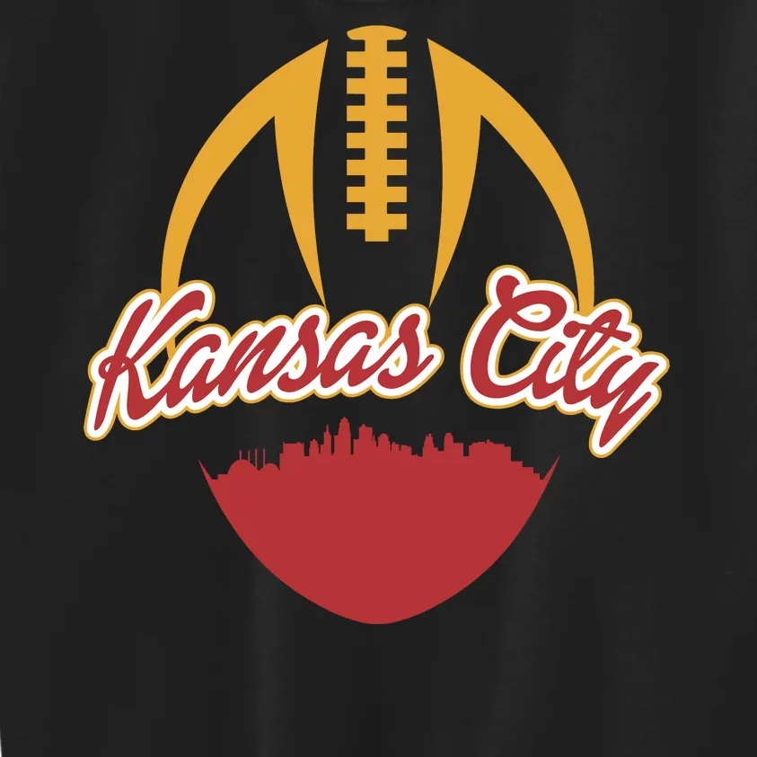 Silhouette Of Kansas City KC Football Fan Kids Sweatshirt