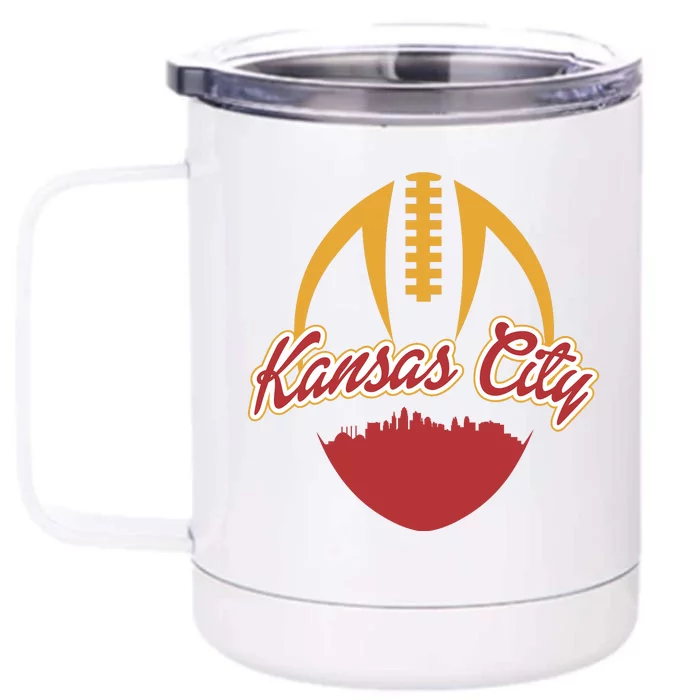 Silhouette Of Kansas City KC Football Fan Front & Back 12oz Stainless Steel Tumbler Cup