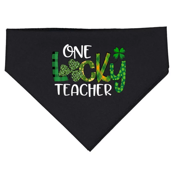 Shamrock One Lucky Teacher St. Patrick's Day School USA-Made Doggie Bandana