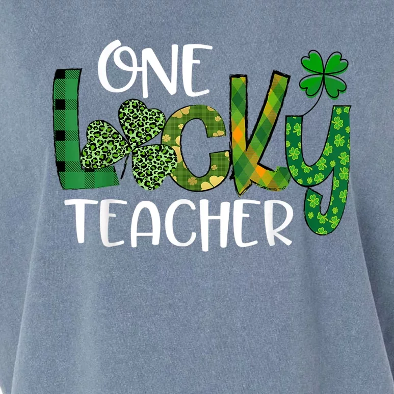 Shamrock One Lucky Teacher St. Patrick's Day School Garment-Dyed Women's Muscle Tee