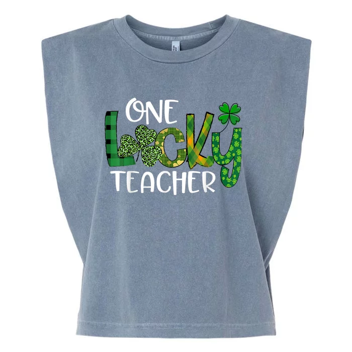 Shamrock One Lucky Teacher St. Patrick's Day School Garment-Dyed Women's Muscle Tee