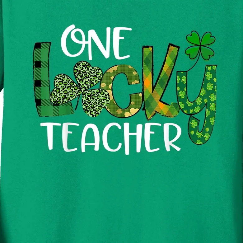 Shamrock One Lucky Teacher St. Patrick's Day School Kids Long Sleeve Shirt