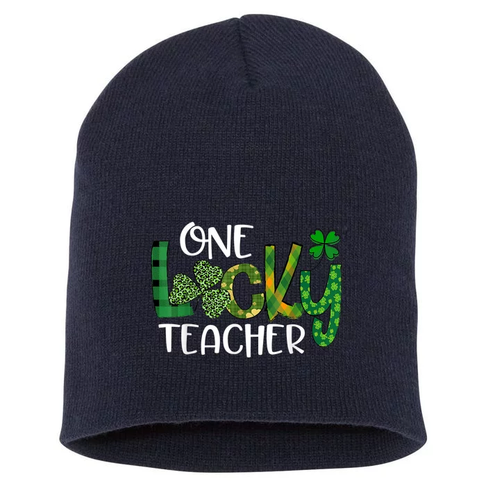 Shamrock One Lucky Teacher St. Patrick's Day School Short Acrylic Beanie