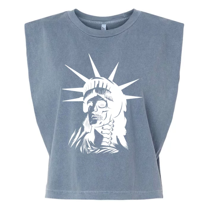 Statue Of Liberty Skull Gift Garment-Dyed Women's Muscle Tee